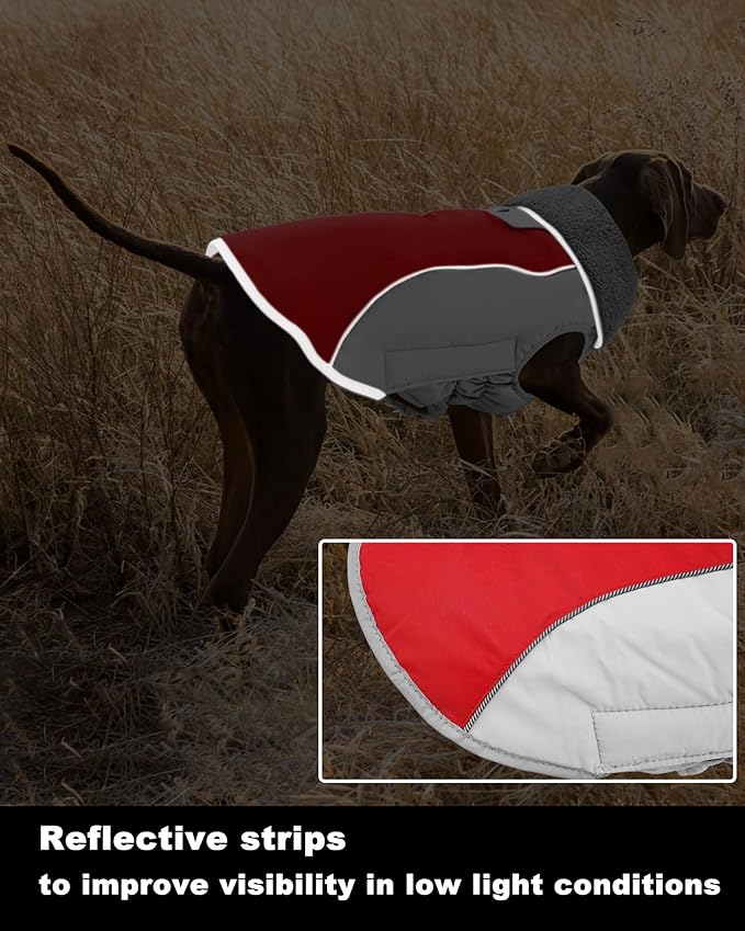 Doglay Dog Coat Waterproof Warm Dog Winter Jacket,Christmas Reflective Fleece Puppy Winter Coat with Harness Hole, Adjustable Snow Jacket for Small Medium Large Dogs