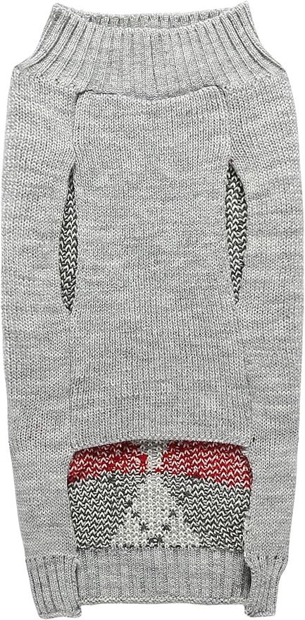 Grey Argyle Knit Pet Sweaters Clothes for Small Dogs, Grey Small (S) Size