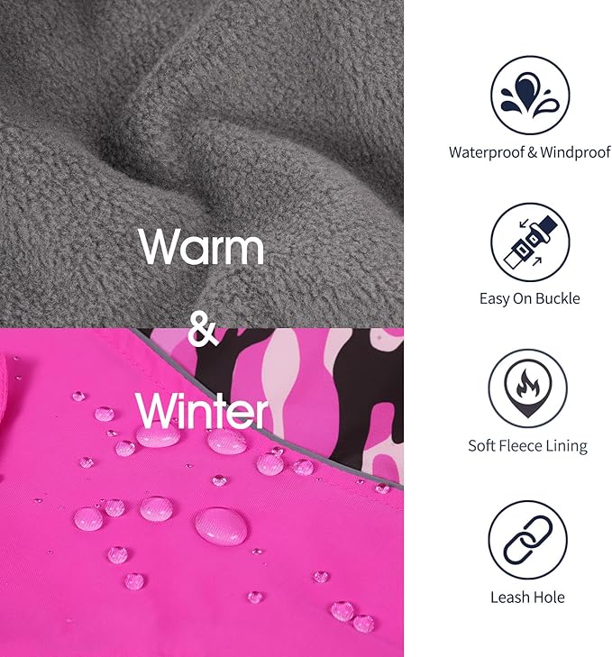 IECOii Extra Warm Dog Coat - Reflective Adjustable Jacket With Buckle Fleece Turtleneck for Cold Weather - Soft Winter Coat for Small Medium Extra Large Dogs