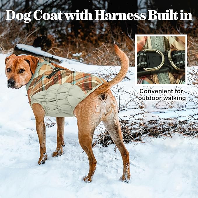 Lelepet Warm Dog Winter Coat Dog Coats for Extra Large Dogs Waterproof Dogs Jacket with Harness Built in Reflective Cold Weather Coats Windproof Zip-Up Winter Fleece Vest Snowsuit Great Dane 3XL