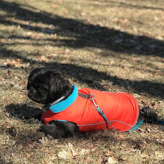 Gooby Sports Vest Dog Jacket - Orange, Medium - Reflective Dog Vest with D Ring Leash Warm Fleece Lined Hook and Loop Closure for Small to Medium Dogs