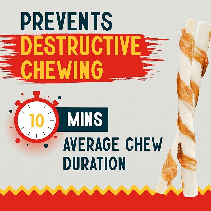Canine Chews Chicken-Wrapped Rawhide Twists for Dogs - Pack of 90 U.S.A. Sourced Chicken Wrapped Rawhide Dog Treats, Sticks for Dogs - Premium & Natural Beefhide Chews