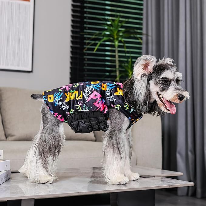 CuteBone Winter Coat Waterproof Windproof Jacket Reversible Vest Thick Adjustable Cold Weather Coats for Small Medium Large Dogs Soft With Leash Hole GMF31L