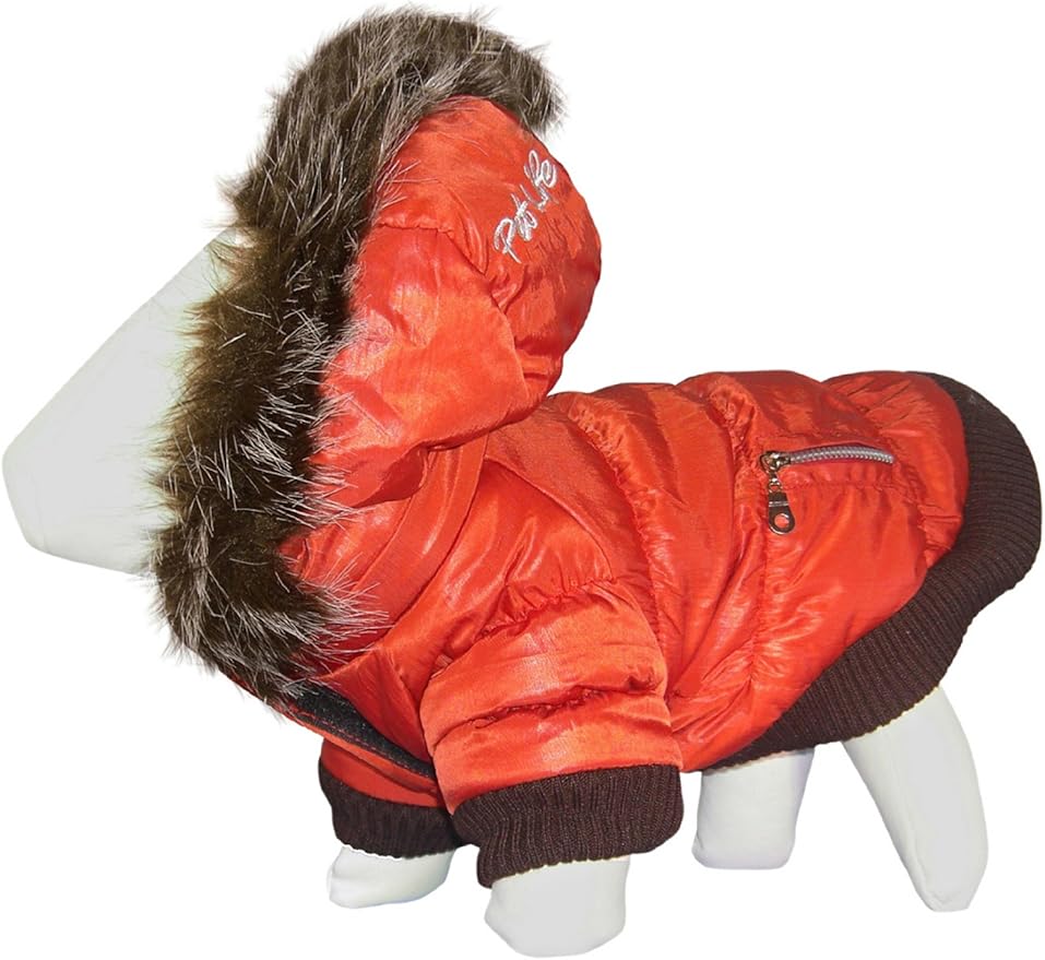 Pet Life Ski Parka, Orange, Medium