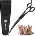 Professional Dog Grooming Scissors/Shears, Curved, with Paw Prints for Dogs, Cats & Pets (Right Handed, Black, Stainless Steel 8 Inch)