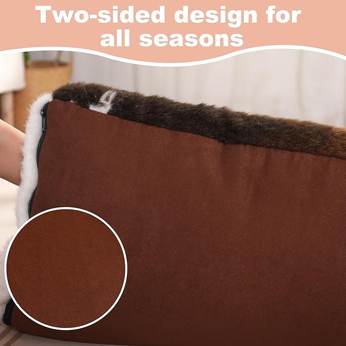 Bedfolks Waterproof Dog Crate Bed,Plush Dog Bed with Removable Washable Cover,Faux Fur Dog Crate Pad for Medium Dogs,Fluffy Dog Kennel Bed 29"x21",Cow Print