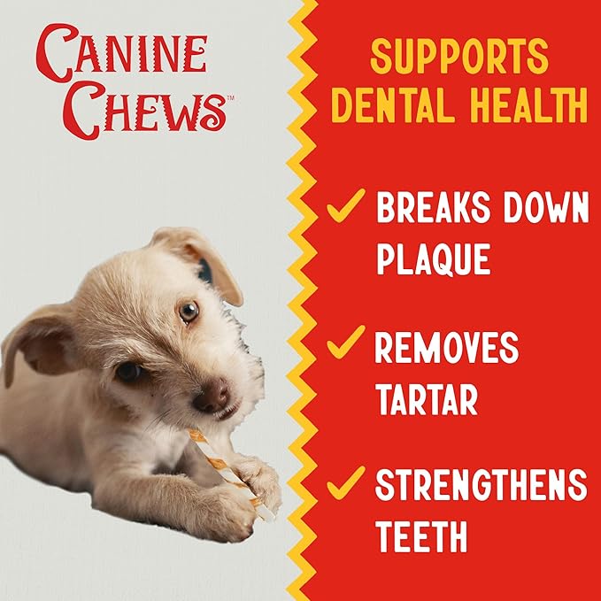 Canine Chews Chicken-Wrapped Rawhide Twists for Dogs - Pack of 90 U.S.A. Sourced Chicken Wrapped Rawhide Dog Treats, Sticks for Dogs - Premium & Natural Beefhide Chews
