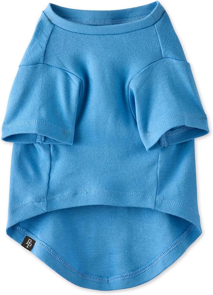 Toby II - The Perfect Tee, 8 Pack Short Sleeve Pet T-Shirt 100% Organic Cotton Tees Clothes for Small, Medium, Large Dogs, Rainbow Blue, X-Small