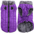 Warm Fleece Dog Coats with Durable Harness Buitl in D-Ring,Waterproof Puppy Jacket for Small Dogs,Dog Vest for Cold Winter,Purple M