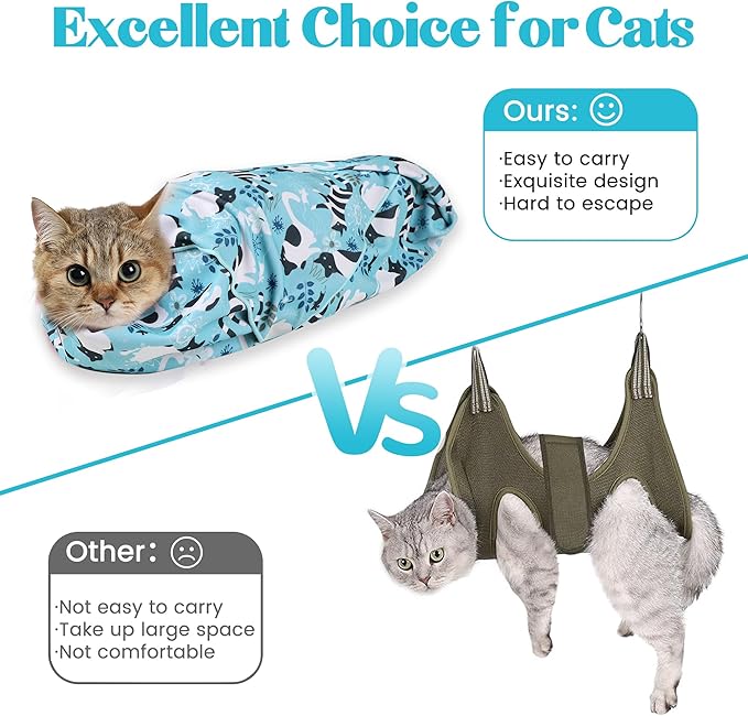 35.4" Cat Grooming Wrap, Cat Wrap for Cutting Nails, Anti-Scratch, Anti-Escape Calming Packaging, Cat Swaddle Wrap for Adult Cats, XX-Large