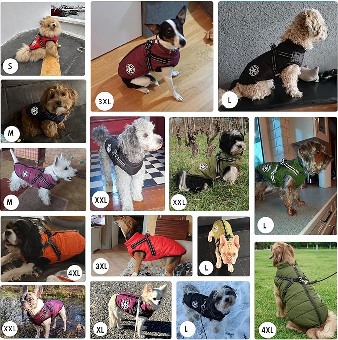 Aiboria Dog Coat for Winter Dogs Jackets Fleece Small Dog Vest Harness Winter Padded Pet Black