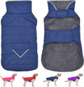 Dog Coat, Waterproof Dog Winter Jacket with Pocket, Reflective Adjustable Pet Snow Vest, Warm Cozy Fleece Sweater for Small Medium Extra Large Dogs - Blue, 2XL