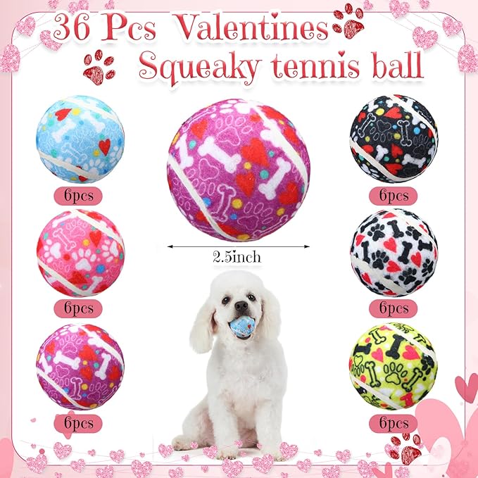 36 Pcs Dog Squeaky Tennis Balls 2.5 Inch Interactive Pet Toys Ball for Small Medium Large Dog Plush Chew Toys Teeth Cleaning for Aggressive Chewers Cat Interactive Training