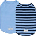 KYEESE 2Pack Dog Shirts Striped T Shirt Soft Tee for Small Dogs Cotton Tank Top Lightweight Sleeveless Vest Dog Clothes, Small,Dark Blue+Striped