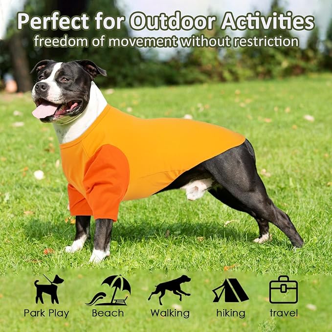 2 Pack X-Large Dog Shirts - Breathable Lightweight Durable Tees, Durable Moisture-Wicking Clothes for Beagle, Bullmastiff, Sleeping Hot Summer Day Outdoor Activities, Travel, Seaside, Orange