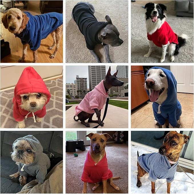 KOOLTAIL Basic Dog Hoodie - Soft & Warm Dog Hoodie Sweater with Leash Hole and Pocket, Dog Winter Coat, Cold Weather Clothes Sweatshirt for Small Medium Large Dogs Puppy Cat Boys Girls Deep Pink M