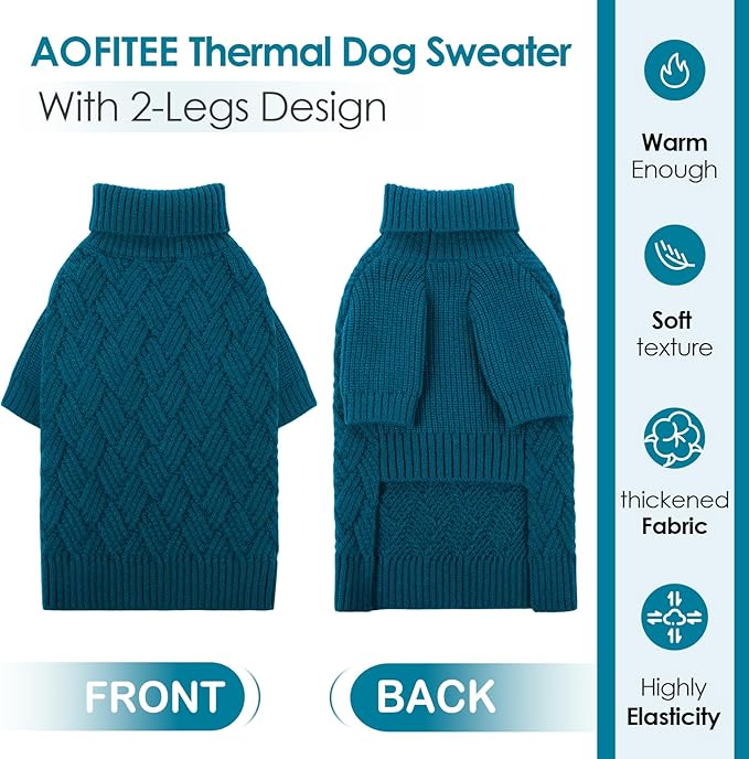 AOFITEE Small Dog Sweater, XS Dog Sweater, Warm Dogs Halloween Sweaters, Dogs Winter Sweaters for Pet Girl Boy, Turtleneck Thick Puppy Sweatshirt Female Male for Yorkie, Chihuahua, XSmall