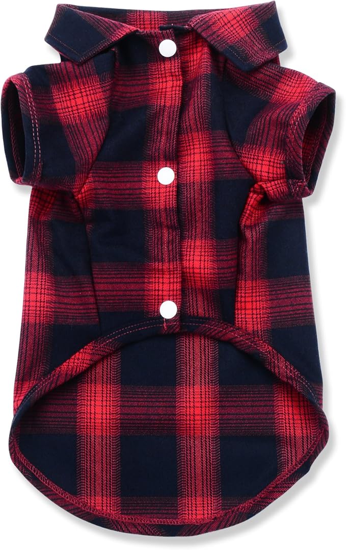 Koneseve Dog Shirt, Pet Plaid Clothes Shirt T-Shirt, Sweater Bottoming Shirt for Small Dog Cat Puppy Grid Adorable Wearing Stylish Cozy Halloween,Christmas Costumes (Red;L/Large)