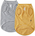 Koneseve Dog Shirt Vest Lightweight Stretchy Dog T-Shirts Soft Cool Sleeveless Stripe Vests Breathable Clothes for Puppy Kitty Cats Small Medium Large Dogs 2 Pack Yellow + Light Grey [ 2XL ]