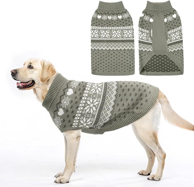 SCENEREAL XL Dog Sweaters Male and Female, Soft, Warm Turtleneck Extra Large Dog Sweater, Knitted Ugly Dog Christmas Outfits, Argyle Winter Clothes for Walking Outdoor