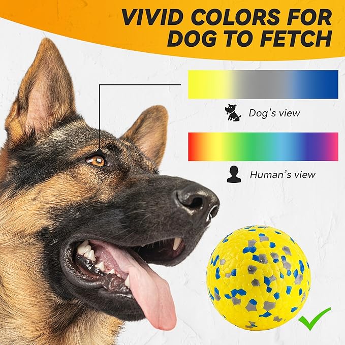 4Pcs Dog Balls, Tennis Balls for Dog Aggressive Chewers, for Large Medium Small Puppy, Training Catch&Fetch, Water Floats Toys, Yellow