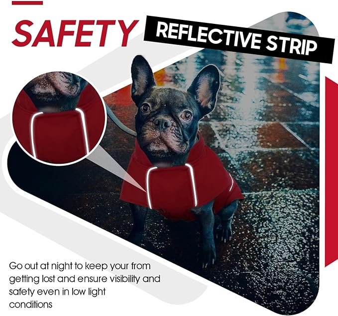ROZKITCH Dog Jackets for Large Dogs, Coat with Harness Opening with Fleece Lining Reflective Strip for Extra Large Pet, Waterproof Adjustable Poncho Vest for Outdoor Hiking Travel Red 3XL