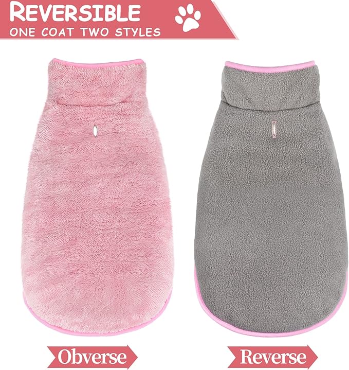 Malier Dog Winter Coat, Reversible Fleece Dog Cold Weather Coats, Windproof Warm Snow Puppy Jacket Vest Pet Clothes for Small Medium Large Dogs (Pink, XXX-Large)