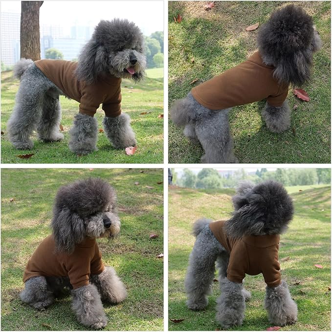 Lovelonglong Ribbed Dog T-Shirt Cotton Knitted Dog Sweaters for All Season Pet T-Shirts for Large Medium Small Dogs Coffee XS