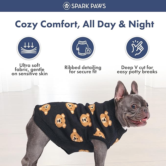 Spark Paws Knit Dog Sweater – Ultra Soft Warm Winter Dog Sweater for Small, Medium & Large Dogs – Stretch Fit Pet Sweater for French Bulldog, Pitbull, Girl & Boy Dogs Jacket, (Broken Teddy, 4XL)