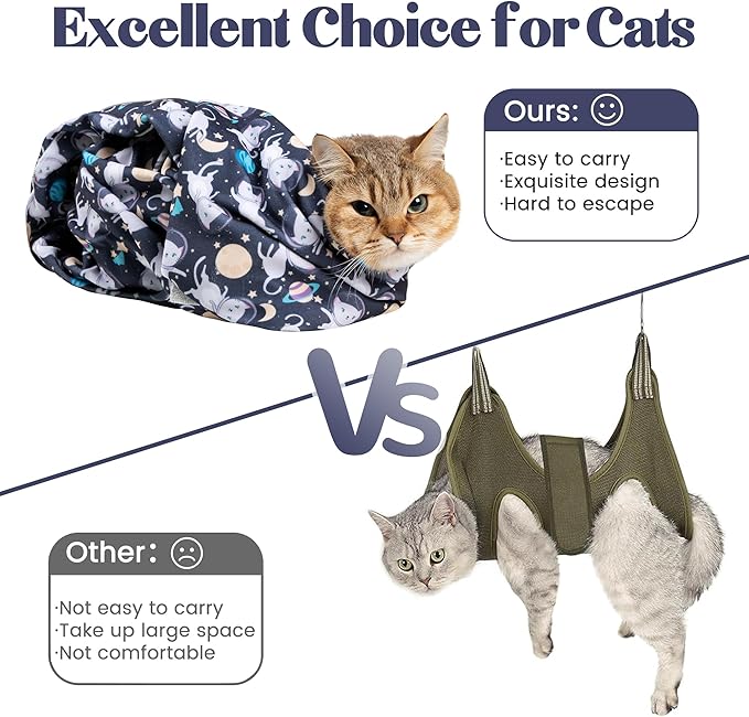 35.4'' Cat Wrap for Cutting Nails, Cat Restraint for Nail Clipping, Cat Swaddle Wrap for Adult Cats, Cat Burrito Wrap Can Be Applied to Cat Nail Trimming, XX-Large, Within 22lbs