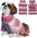 KYEESE Dog Sweater Cable Knit Thick Fuzzy Dog Knitwear Turtleneck Warm with Sleeves Dogs Clothes Gradient Color, Purple, XLarge