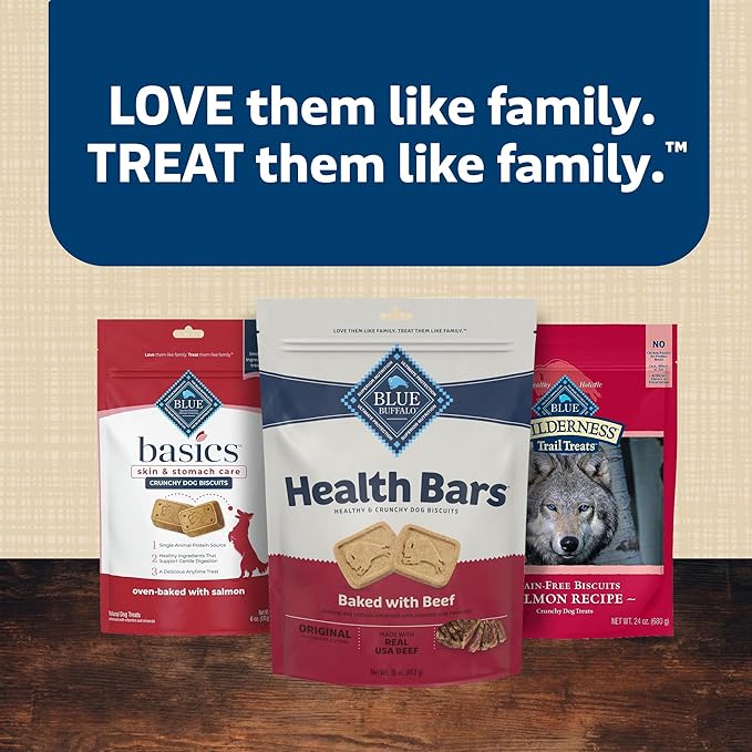 Blue Buffalo Health Bars Crunchy Dog Biscuits, Oven-Baked With Natural Ingredients, Beef, 16-oz Bag