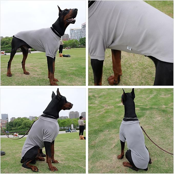 Lovelonglong Ribbed Dog T-Shirt Cotton Knitted Dog Sweaters for All Season Pet T-Shirts for Large Medium Small Dogs Dark Gray L