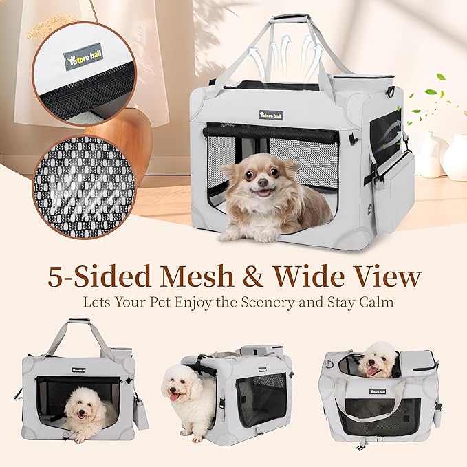 Extra Large Cat Carrier for 2 Cats Collapsible Soft Pet XL Crate for Large/Medium Cats 20lbs Car Travel Portable Bag with Water Bottle Slot For Long Trips (Blue, 24.0"L x 16.5"W x 16.5"H)