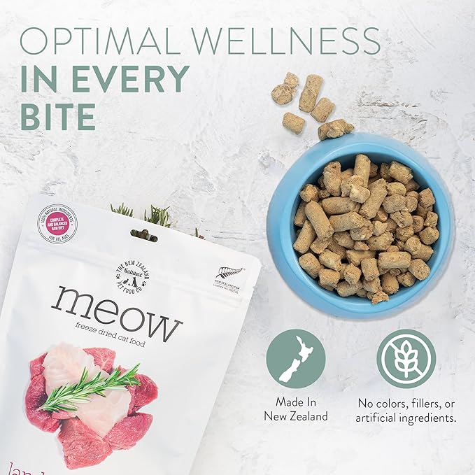 The New Zealand Natural Pet Food Co Meow Freeze Dried Cat Food - Beef & Hoki Recipe, High Protein, Meals & Toppers, Dry Cat Food,1.76 oz