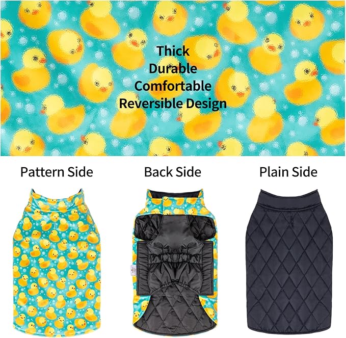 CuteBone Winter Dog Jacket - Waterproof, Windproof, Reversible, Thick Soft Coat with Leash Hole for Small to Large Dogs