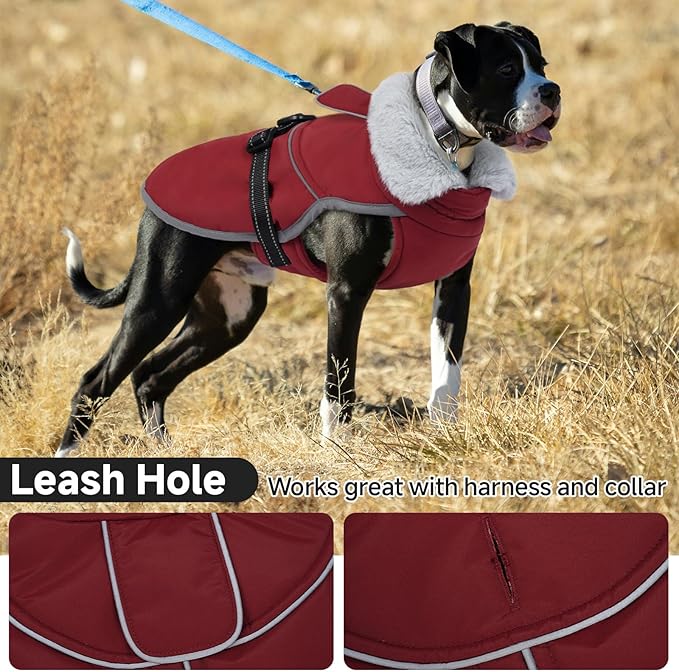 Lelepet Warm Dog Winter Coat Reflective Dog Jacket Fleece Vest Waterproof Windproof Cold Weather Coats with Adjustable Buckle Plush Turtleneck Pet Snowsuit for Small Medium Large Dogs,Bichon,M