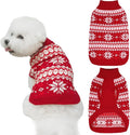 KOOLTAIL Cable Knit Dog Sweater Turtleneck, Cold Weather Pullover Classic Knitwear, Snowflake Pattern Thick Warm Winter Pet Clothes, Dog Christmas Sweater for Small Medium Large Dogs, Red M