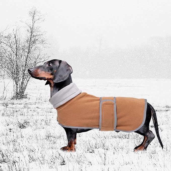 Geyecete Dachshund Sweaters for Dogs Jacket,Dachshund Coat Perfect Dog Winter Coat with Padded Fleece Lining,high Collar,Dog Snowsuit-Brown-M