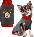 PETCARE Reindeer Christmas Dog Sweater Gray Cat Sweater Vest Cartoon Elk Pet Holiday Dog Clothes Puppy Sweaters for Small Medium Large Dogs Cats Fall Winter Outfits Xmas Dogs Costume,XX-Large