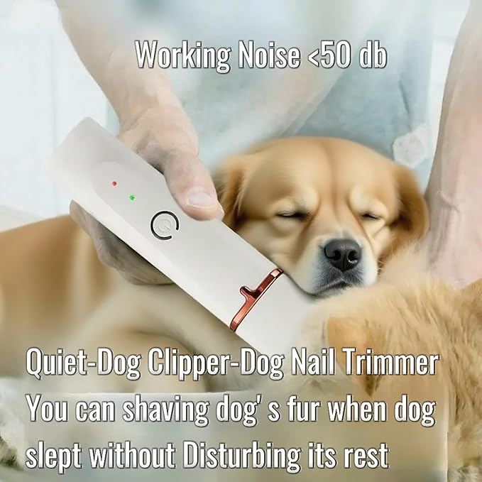 4 in1 Pet Dog Grooming Clippers Cat Nail Clipper&Paw Trimmer Dog Hair Trimmer-Low Noise Rechargeable - Cordless Quiet Pet Grooming Supplies for Dogs Hair Nail Clippers Around Eyes and Ears(White)