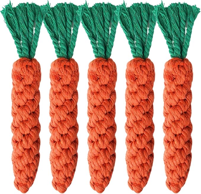 2ME 5 PCS Carrot Dog Rope Toys for Dogs, Durable Chew Toys for Aggressive Chewers, Entertainment & Interaction, Teeth Cleaning and Chewing, All-Cotton