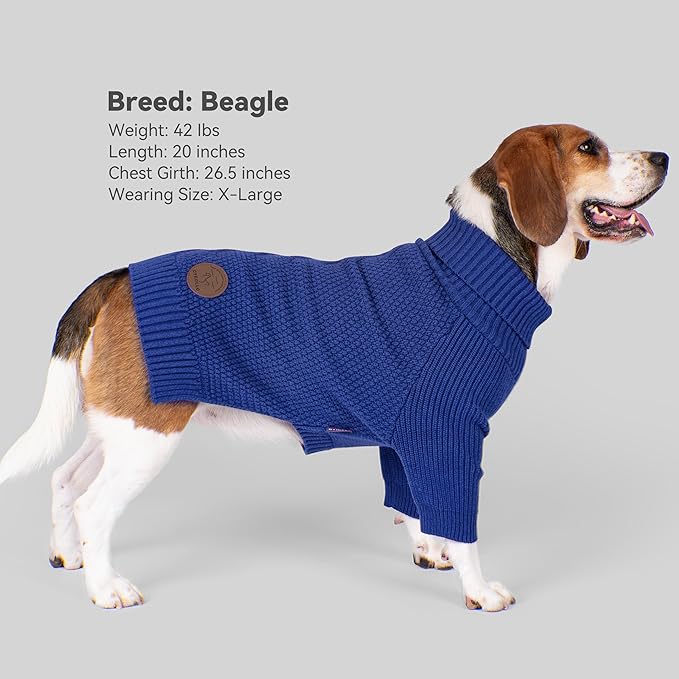 cyeollo 4XL Dog Sweater,Pullover Turtleneck for Large Dogs, Classic Knitwear Fall Winter Cold Weather Pet Clothes Warm Pet Apparel Large Big Dog Sweaters Male, Royal Blue XXXXL