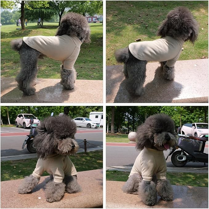 Lovelonglong Ribbed Dog T-Shirt Cotton Knitted Dog Sweaters for All Season Pet T-Shirts for Large Medium Small Dogs Beige L