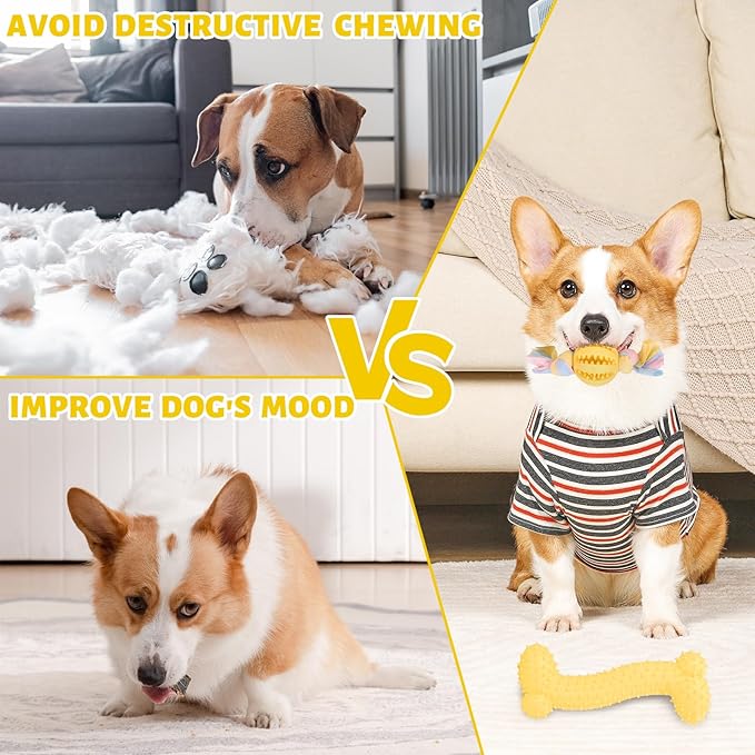 5 Pack Dog Chew Toys for Puppy Cute Yellow Dog Toys Puppy Dog Toys for Teething Soft Durable Interactive Chew Toy for Small Dogs Light Yellow