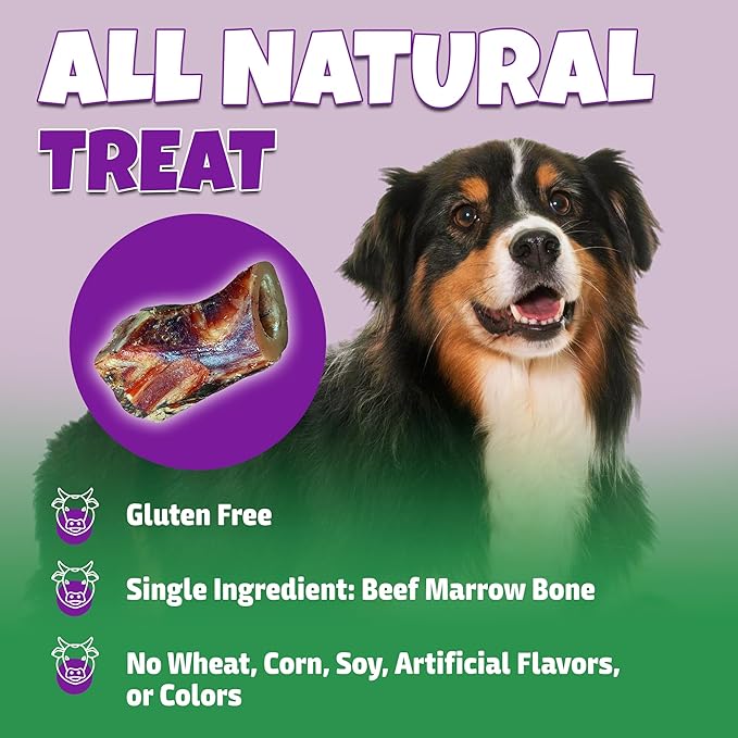 Marrow Bones for Dogs Large, Medium, & Small, All-Natural, USA Made, Healthy Bone Marrow Dog Treats, Filled Beef Bones That Support Dental Health, 6-Inch, 4 Count