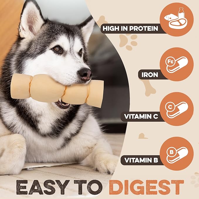 Premium Beef Cheek Rolls for Dogs 10-12" - (10-Pack) Long Lasting, Safe & Natural Rawhide Alternative Chews, Ideal for Large Dogs & Aggressive Chewers, Supports Dental Health & Digestion