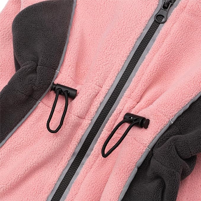 Fleece Dog Coat for Small Medium Dog,Pullover Pajamas Jumpsuit Bodysuit Puppy Coats with Legs, Pet Windproof Warm Cold Weather Jacket Full Body Vest Cozy Snowsuit Outfit Clothes (Pink, XS)
