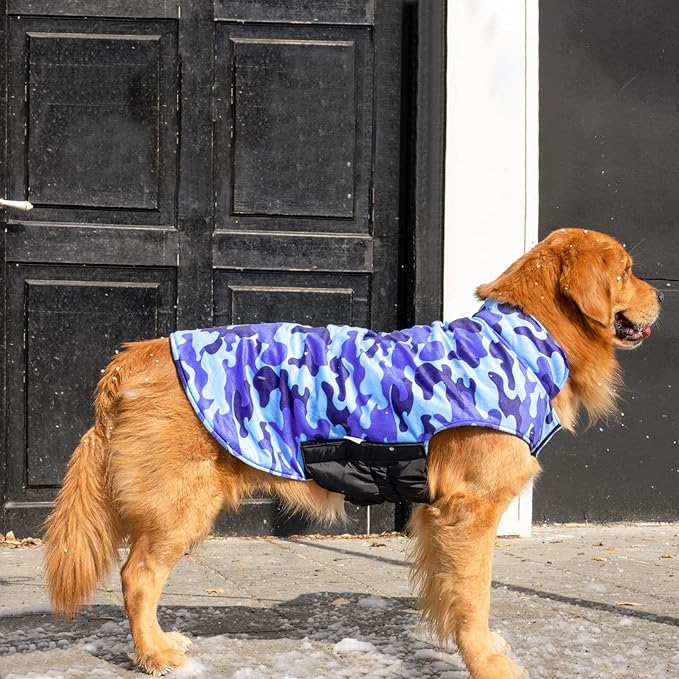 Bone Cute Winter Dog Jacket with Windproof & Waterproof Coat - Reversible Dog Vest in Small, Medium, Large - Thick Soft Coat with Leash Hole for Cold Weather