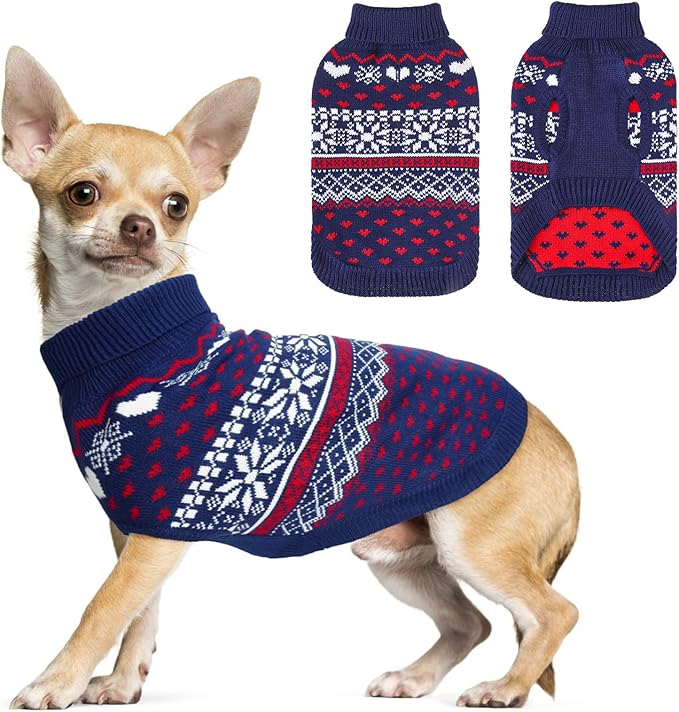 SCENEREAL Dog Sweaters for Small Dogs - Soft, Warm Turtleneck Small Dog Sweater, Ugly Knit Dog Christmas Outfits for Dachshund, Chihuahua, Pug, Yorkie,Winter Pet Clothes Girl Boy, XS
